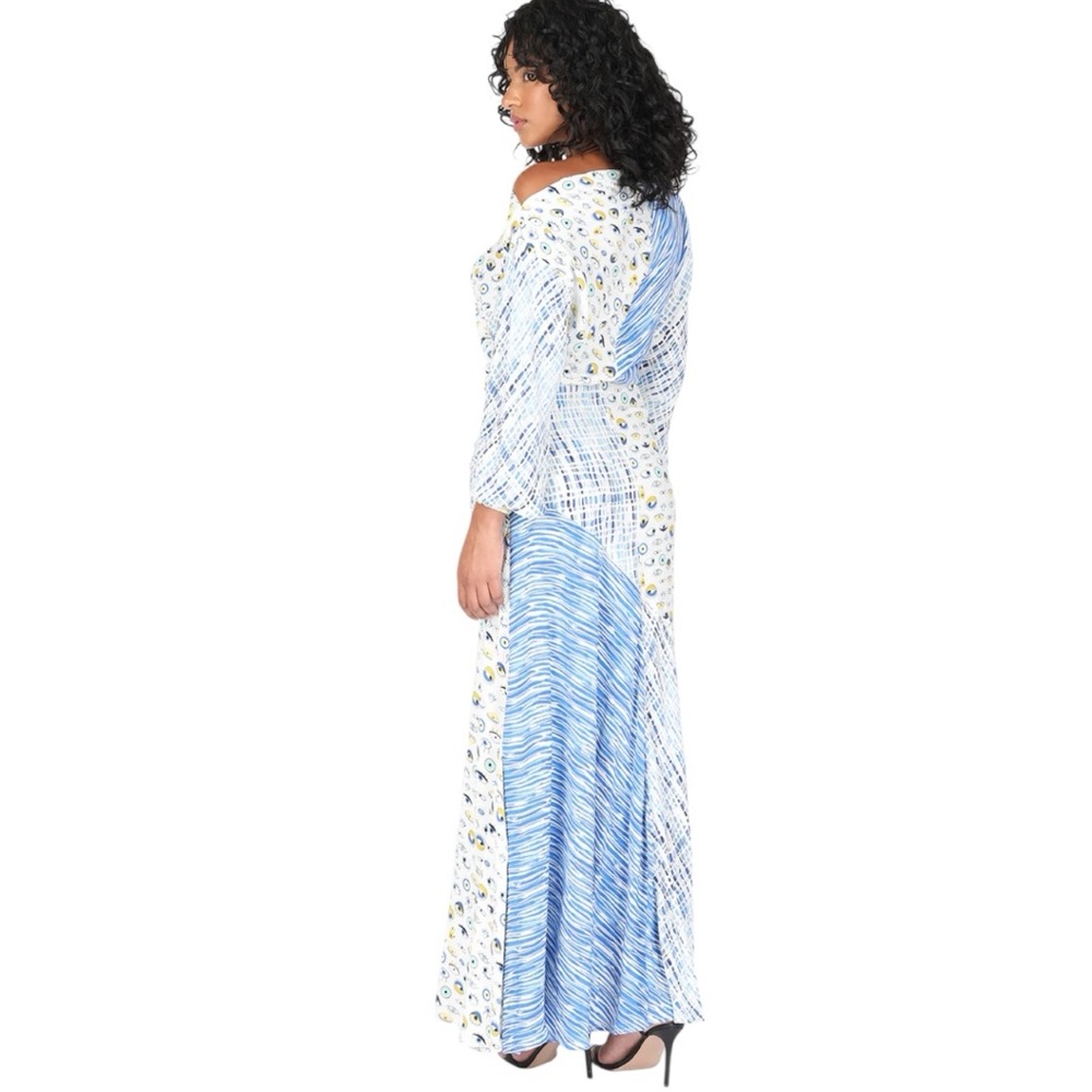 Conditions Apply Yvelisse Eye Print Maxi Dress XXL Blue Abstract - Picture 2 of 11